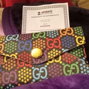 New Upcycled Lux Momogram Card Holder Bag Charm COA Included